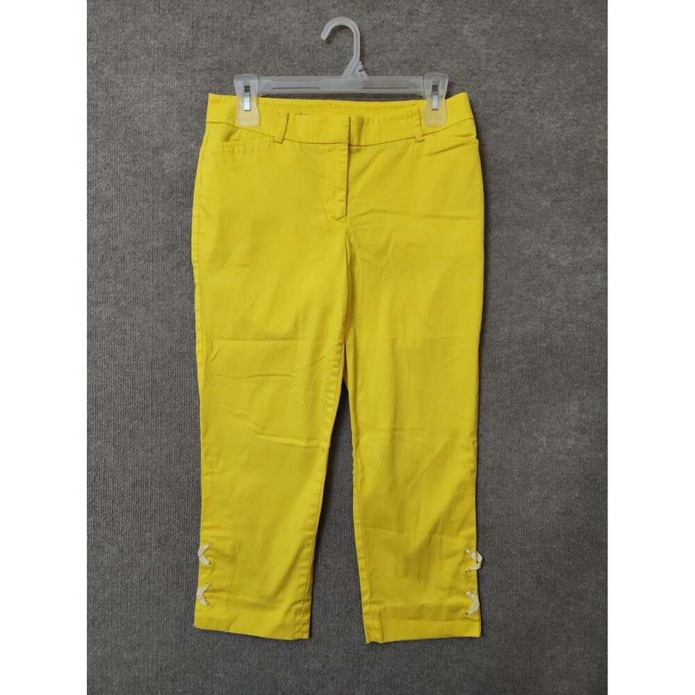Talbots Perfect Crop Pants Womens 2 Petite Yellow Straight Leg Stretch